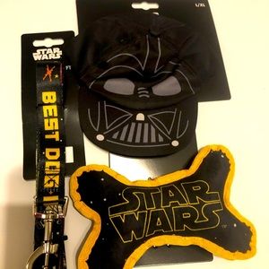 Star Wara dog bundle, leash, toy, and hat